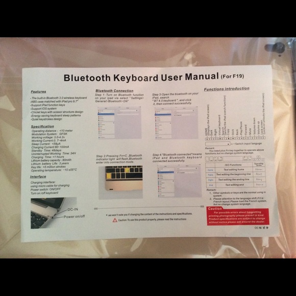 NWOT Bluetooth Laptop Keyboard for iPad Pro 9.7” - Picture 2 of 4